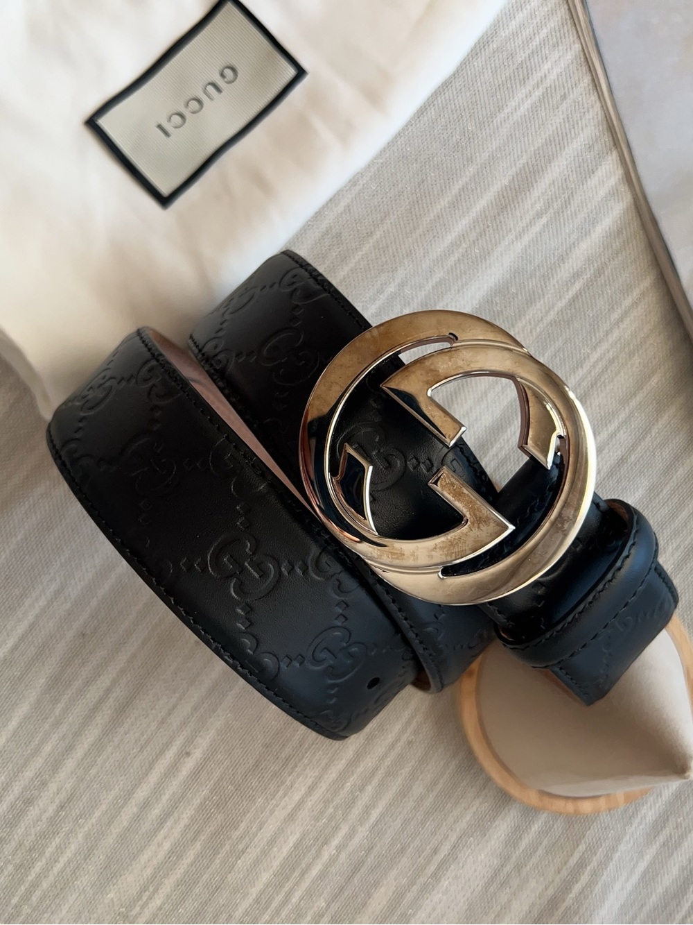Gucci Guccissima Signature Interlocking G Belt 95